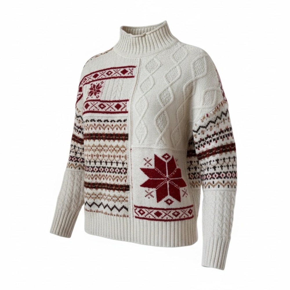 American Eagle Outfitters Cream and Red Knit Sweater